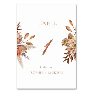 Numéro De Table Élégant Mariage floral en terre cuite