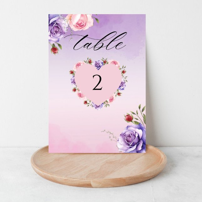 Numéro De Table Élégant Mariage floral moderne Blush (Créateur téléchargé)