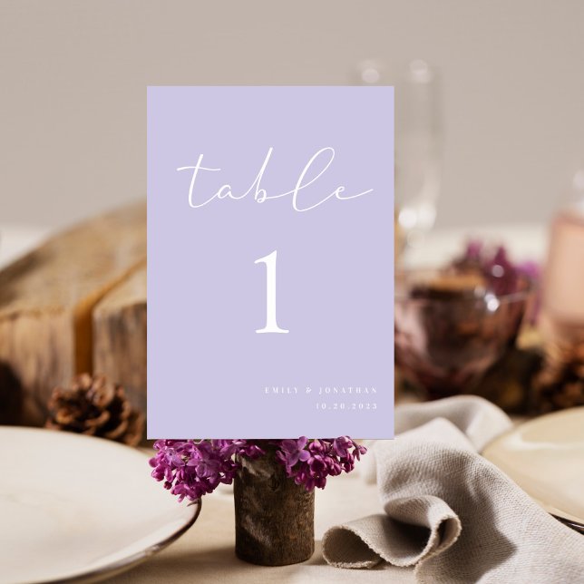 Numéro De Table Élégant Mariage Lilac violet clair (Créateur téléchargé)