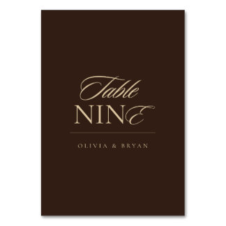 Numéro De Table Élégant mariage moderne au chocolat et au moka
