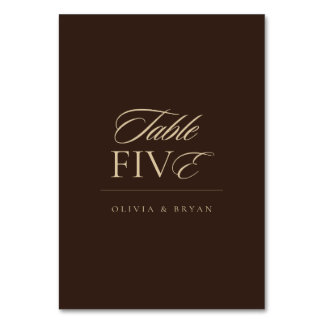 Numéro De Table Élégant Mariage Moderne Mocha Chocolat