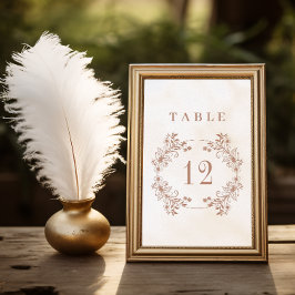 Numéro De Table Élégant Mariage Monogram Terracota