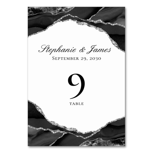 Numéro De Table Élégant Mariage noir argenté (Par défaut)