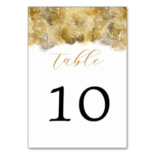 Numéro De Table Elégant Mariage or aquarelle