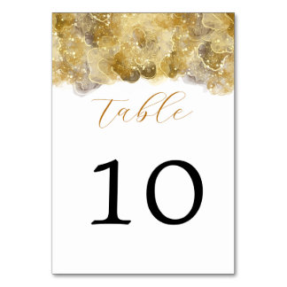 Numéro De Table Elégant Mariage or aquarelle