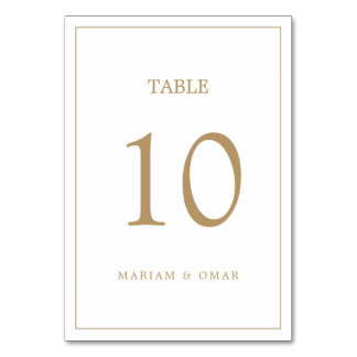 Numéro De Table Élégant Mariage or frontière