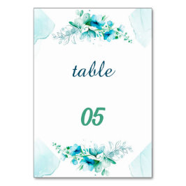 Numéro De Table Elégant Mariage personnalisé Fleur Bleue
