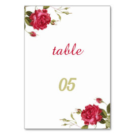 Numéro De Table Élégant Mariage personnalisé Fleur rouge
