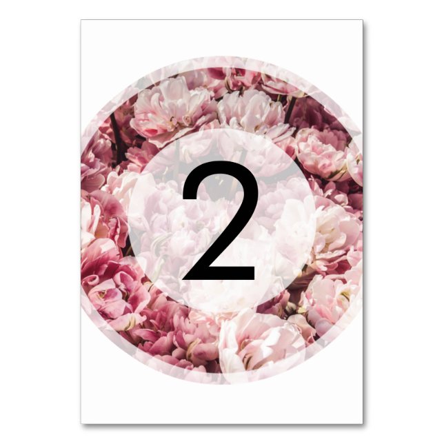 Numéro De Table Élégant Mariage Pink Peonies (Par défaut)