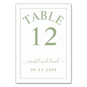 Numéro De Table Elégant mariage vert bordure vert