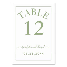 Numéro De Table Elégant mariage vert bordure vert