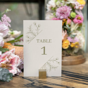 Numéro De Table Élégant Mariage vert de mousse de fleurs