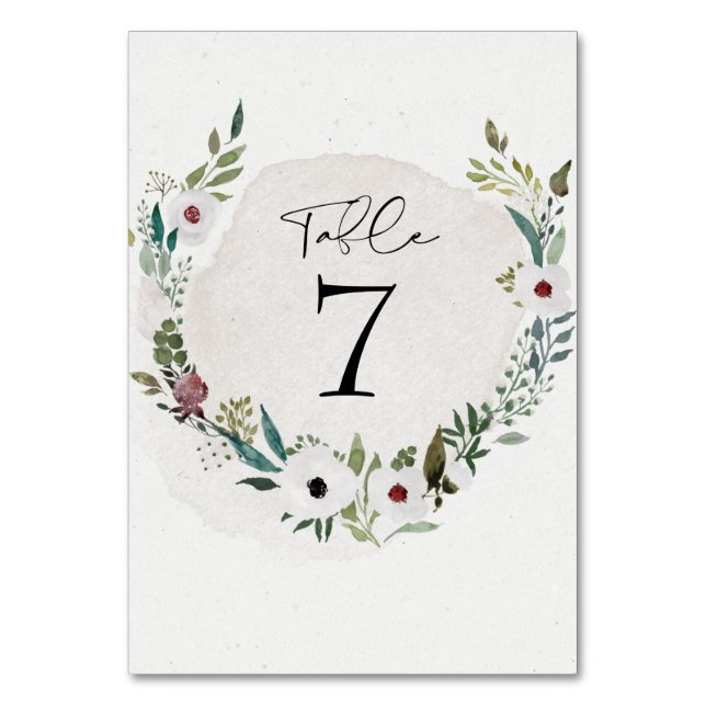 Numéro De Table Elégant Mariage vert Eucalyptus Bourgogne (Par défaut)