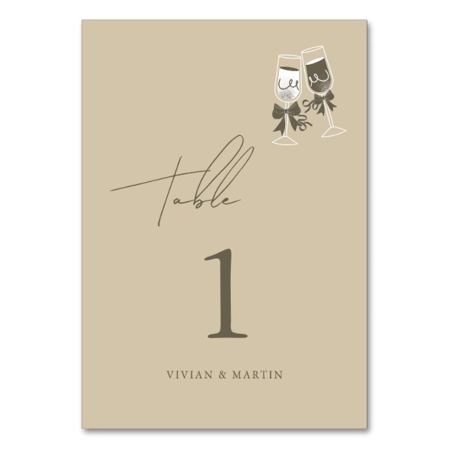 Numéro De Table Élégant Mariage vert sable (Par défaut)