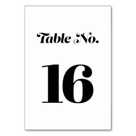 Numéro De Table Élégant minimaliste Bold Calligraphie Mariage blan