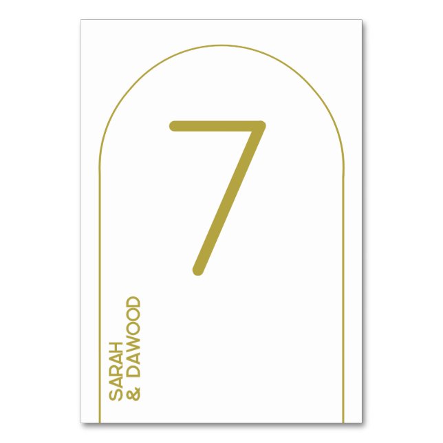 Numéro De Table Élégant minimaliste laiton blanc Mariage musulman (Par défaut)