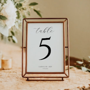 Numéro De Table Élégant minimaliste moderne Mariage noir blanc
