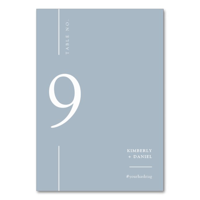 Numéro De Table Elégant moderne Dusty Blue Minimal Mariage Siège (Par défaut)