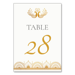 Numéro De Table Élégant Motif d'or Mariage indien
