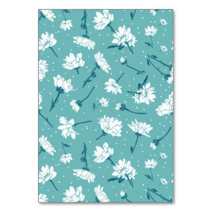 Numéro De Table Élégant motif floral - Botanique Turquoise et blan