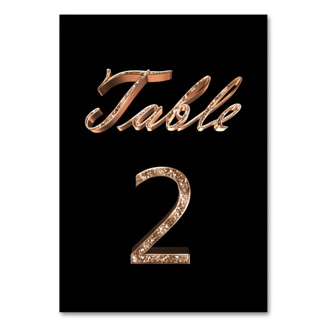 Numéro De Table Élégant Noir Chic Gold Party Table Numéro 2 (Par défaut)