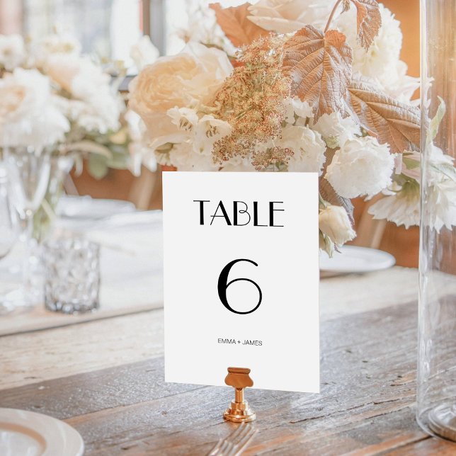 Numéro De Table Élégant noir et blanc Mariage rétro Numéro de tabl (Elegant Black & White Retro Wedding Table Number)