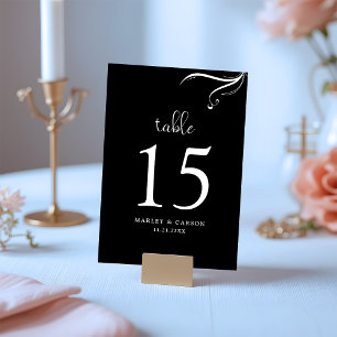 Numéro De Table Élégant noir et blanc minimaliste Mariage moderne