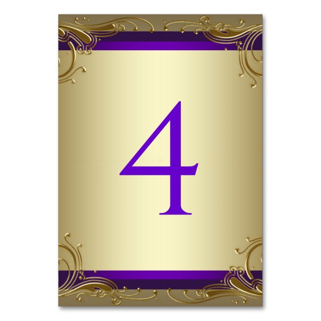 Numéro De Table Élégant nombre de tables violet et or (Par défaut)