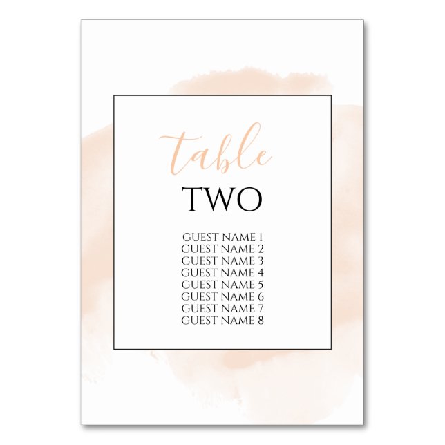 Numéro De Table Élégant Noms d'invités Mariages d'aquarelle (Par défaut)