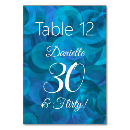 Numéro De Table Elégant Ocean Blue 30 et Flirty Birthday Party