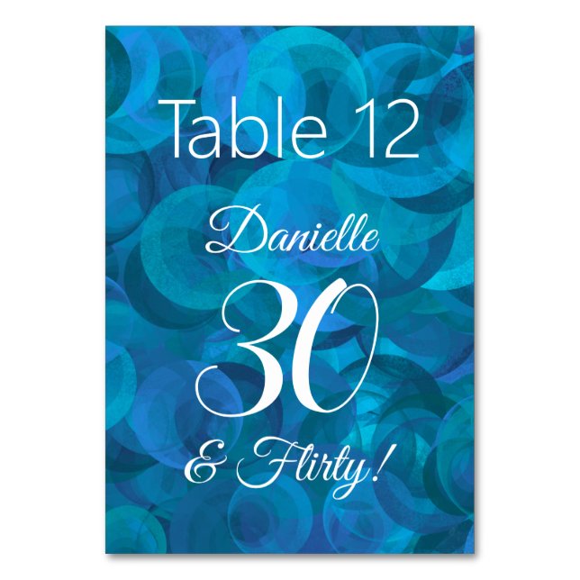 Numéro De Table Elégant Ocean Blue 30 et Flirty Birthday Party (Par défaut)