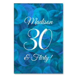 Numéro De Table Elégant Ocean Blue 30 & Flirty Birthday Party