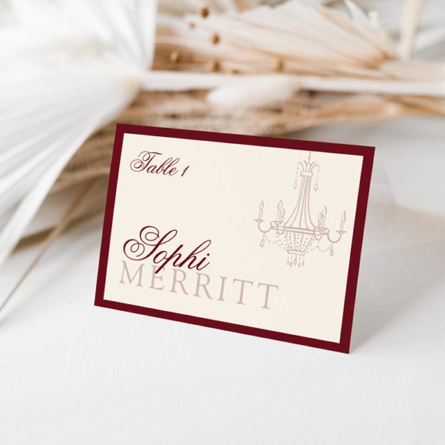 Numéro De Table Elegant Old Money Wine Red Wedding place cards (Créateur téléchargé)
