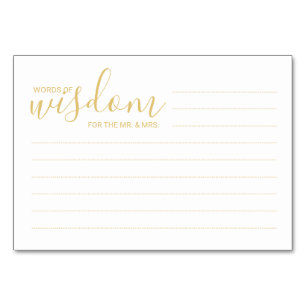 Numéro De Table Élégant or et blanc Mariage mots de sagesse