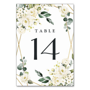Numéro De Table Elégant or Géométrique Flore Mariage
