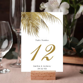 Numéro De Table Elégant Palm Tree Plage Tropical Mariage
