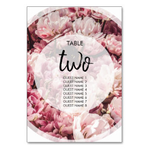 Numéro De Table Elégant Peonies Roses Mariages Nom d'invité