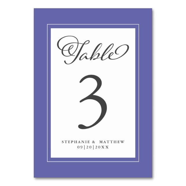Numéro De Table Elégant Périwinkle Mariage Réception Chic tendance (Par défaut)