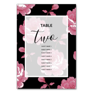 Numéro De Table Élégant Pink Vintage Roses Mariages Noms d'invités