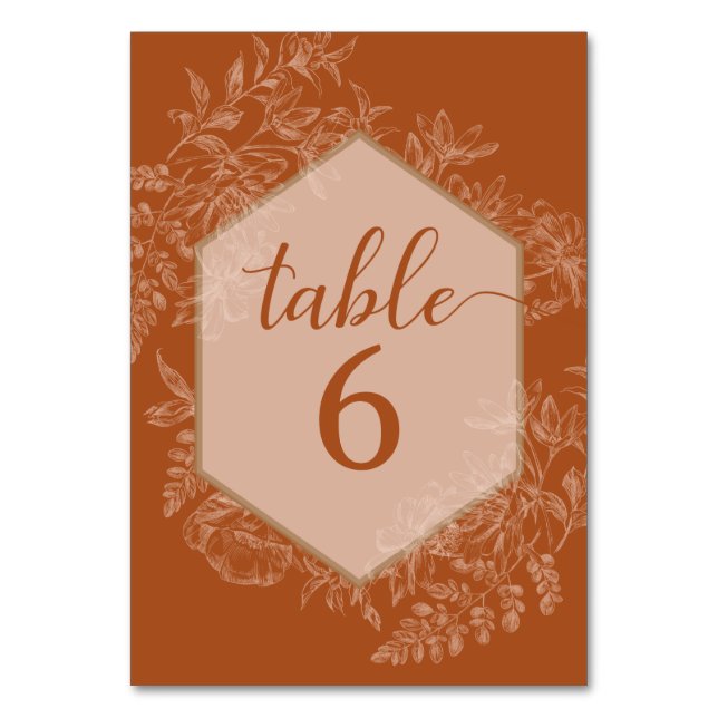 Numéro De Table Élégant Polygone géométrique Terra Cotta (Par défaut)