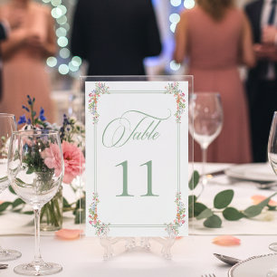 Numéro De Table Élégant Poussiéreux Sage Pâle Crête de Fleur Sauva