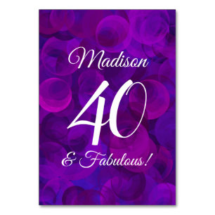 Numéro De Table Elégant Purple 40 et Fabuleux fête d'anniversaire