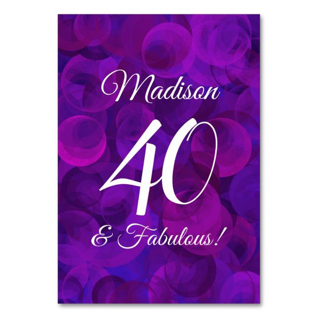 Numéro De Table Elégant Purple 40 et Fabuleux fête d'anniversaire (Par défaut)