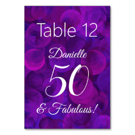 Numéro De Table Elégant Purple 50 et Fabuleux Anniversaire Nom de