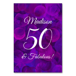 Numéro De Table Elégant Purple 50 et Fabuleux fête d'anniversaire