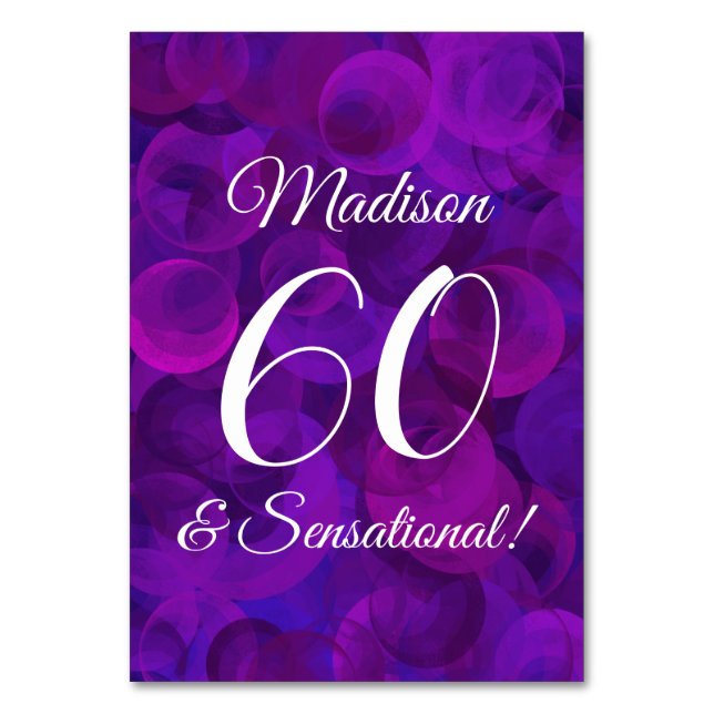 Numéro De Table Élégant Purple 60 & Sensational Birthday Party (Par défaut)