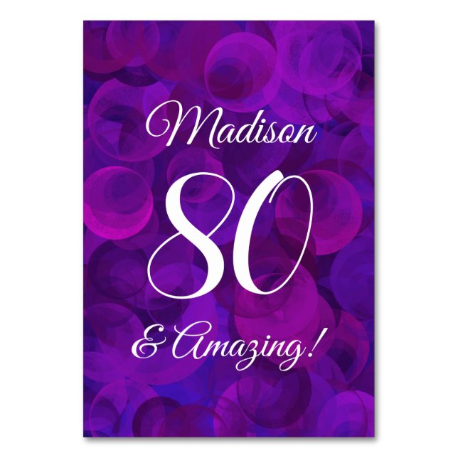 Numéro De Table Elégant Purple 80 et fête d'anniversaire Extraordi (Par défaut)