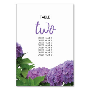 Numéro De Table Élégant Purple Hydrangea Mariage Nom d'invité