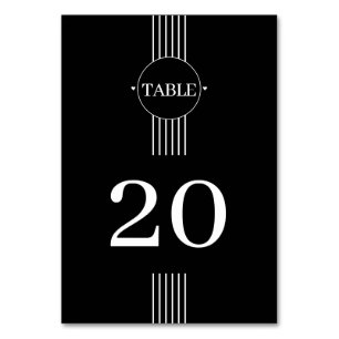 Numéro De Table Élégant rayures blanches et cadre noir mariage