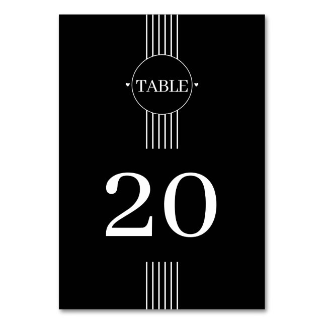 Numéro De Table Élégant rayures blanches et cadre noir mariage (Par défaut)